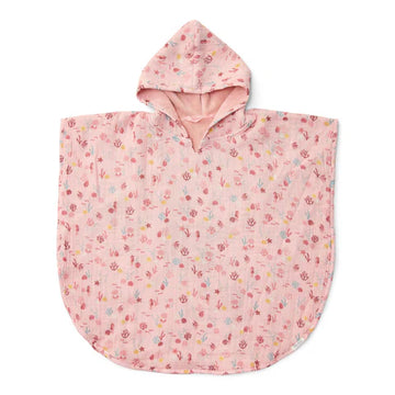 Poncho accappatoio da spiaggia per bambini, rosa con pesci