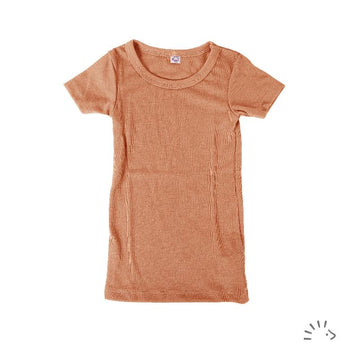 Maglietta in lana e seta, maniche corte Cinnamon