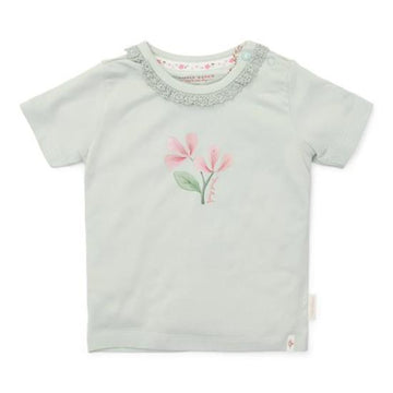 Little Dutch Maglietta bambina, color menta con fiore