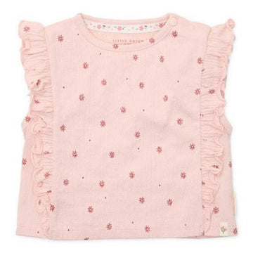 Little Dutch Maglietta bambina con volant, fiori rosa