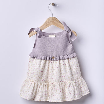 Wedoble Abito bambina in cotone, lilla con fiori