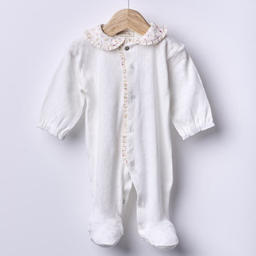 Wedoble Tutina in cotone, bianca con fiori