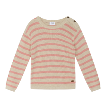 Pullover bambina in bamboo e cotone, righe salmone - Pos