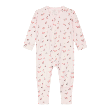 Tutina per neonata in bamboo, farfalle rosa