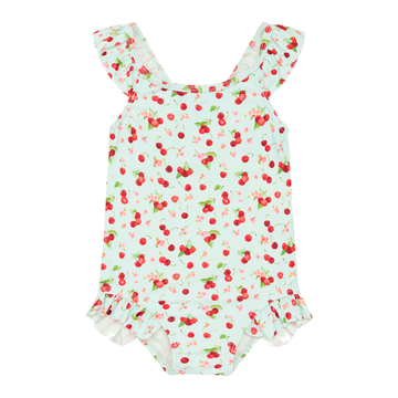 Costume intero bambina, ciliegie - Protezione 50+