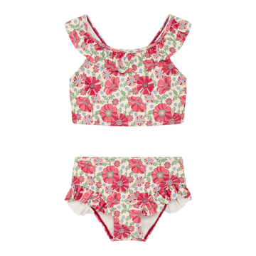 Costume spezzato bambina, fiori - Protezione 50+