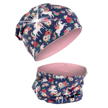 Cappello e scaldacollo riflettenti a 360° – Unicorno - interno in jersey