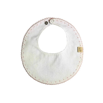 Bavaglino neonata in cotone organico 0-1 mese bianco decori rosa