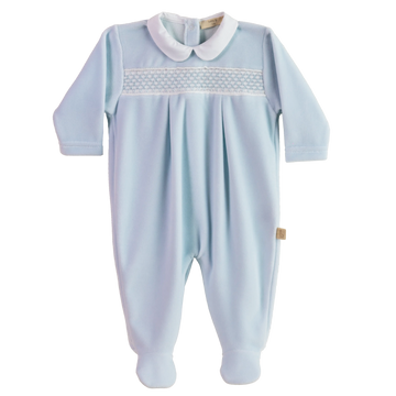 Tutina neonato in ciniglia di cotone, Blu