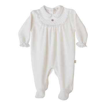 Tutina neonata in ciniglia di cotone, Ivory