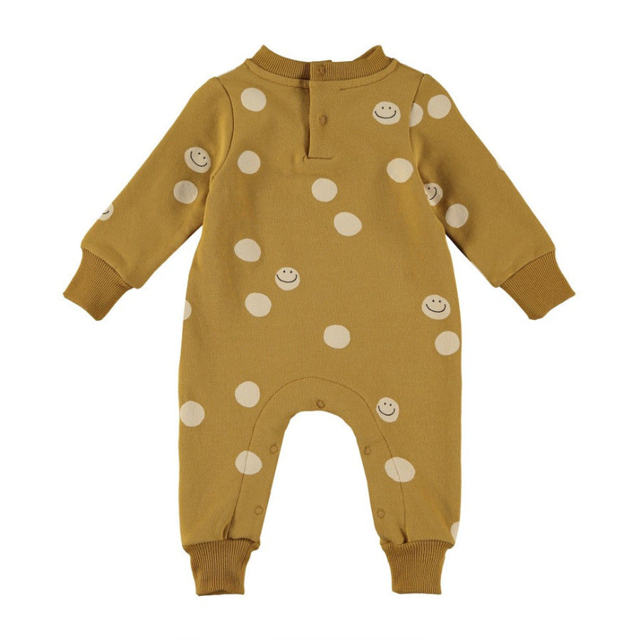 Tutina neonato color curry con pallini