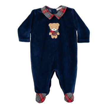 Tutina neonato in ciniglia di cotone, Blu Holiday