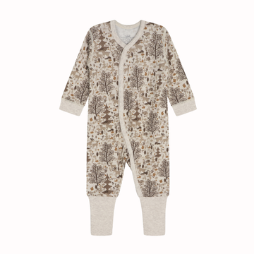 Tutina neonato in lana e bambù, natura