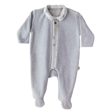 Tutina neonato in ciniglia di cotone, Rabbit Grey
