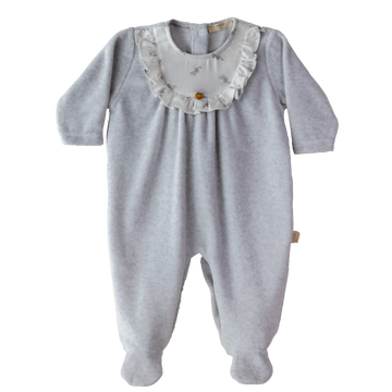 Tutina neonata in ciniglia di cotone, Rabbit Grey