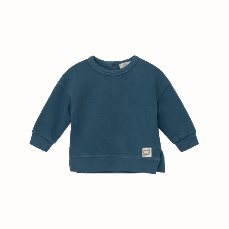 Felpa per bambini in colore blu, cotone biologico