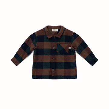 Camicia bambino a quadri, tonalità marrone in flanella
