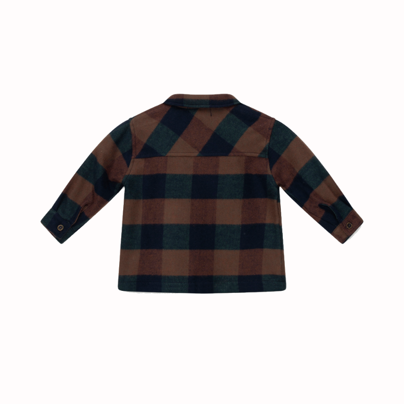 Camicia bambino a quadri, tonalità marrone in flanella