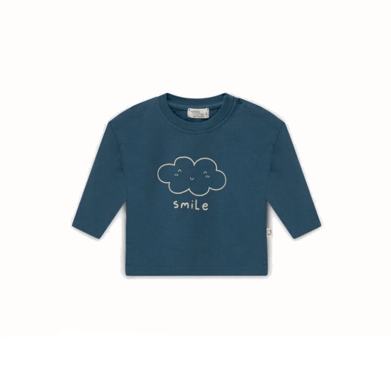 Maglia manica lunga per bambino con nuvola, in tonalità blu