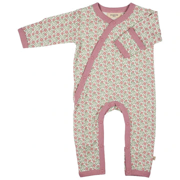 Tutina per neonati in cotone biologico - Fiori rosa