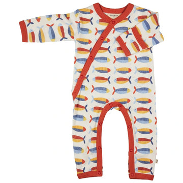 Tutina con pesci per neonati in cotone organico