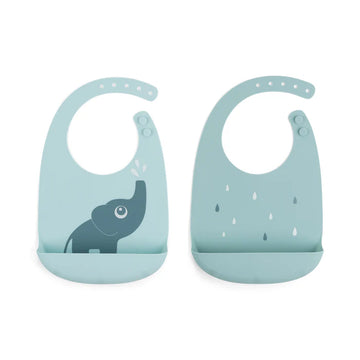 Set due bavaglini in silicone con tasca, Elphee Blu