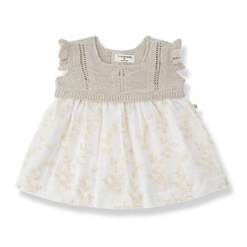 1+ in the Family Abito bambina, color beige con decori dorati - Saona