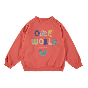 Felpa bambini leggera in cotone biologico, One World red