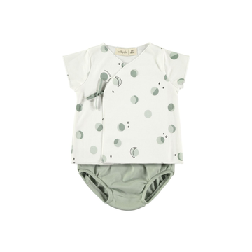 Completo neonato estivo in cotone biologico, Luna Green