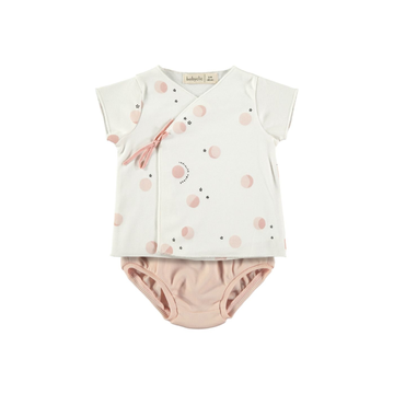 Completo neonata estivo in cotone biologico, Luna Pink