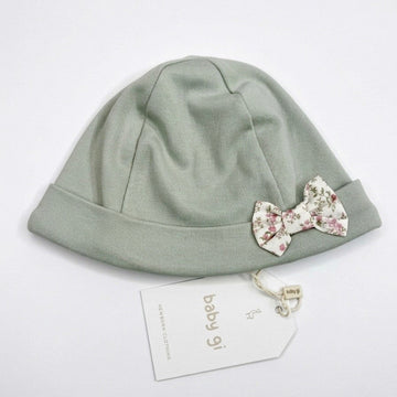 Cappellino neonata in cotone verde con fiocco - Babygi