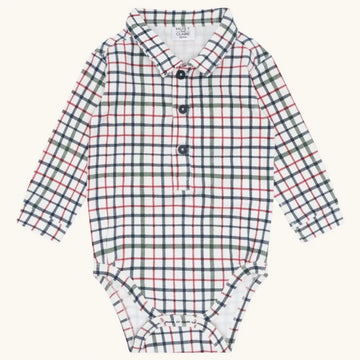 Body a camicia bambino in cotone a quadretti