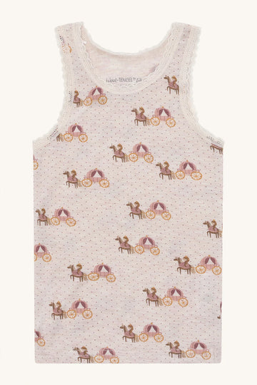 Canotta smanicata in lana con carrozze