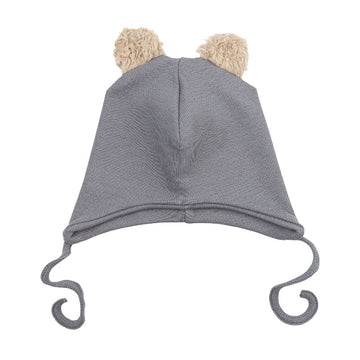 Wooly Organic- berretto a costine con orecchie night blue