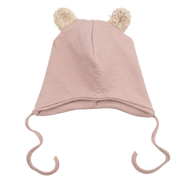 Wooly Organic- berretto a costine con orecchie rosa