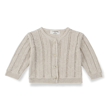 1+ in the Family Cardigan bambina, color beige traforato - Xelida