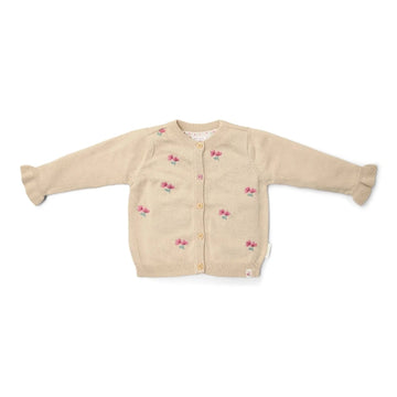 Little Dutch Cardigan con fiori da bambina, beige