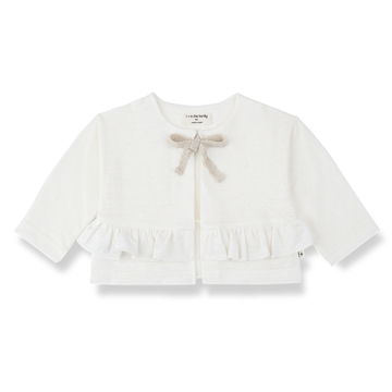 1+ in the Family Cardigan bambina, color panna con laccetto - Bascara