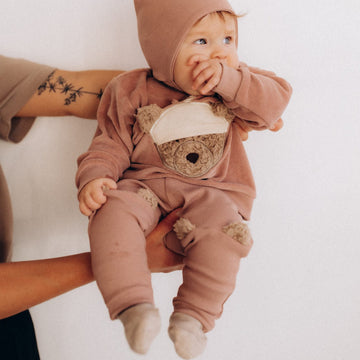 Wooly Organic- completo con orsetto rosa