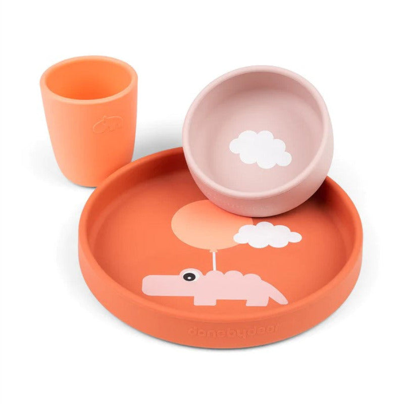 Set pappa bambini in silicone alimentare, happy clouds papaya
