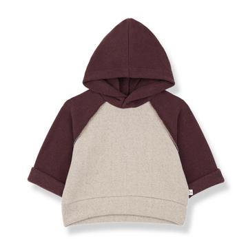 1+ in the Family Felpa bambini con cappuccio,beige e melanzana - HAKON
