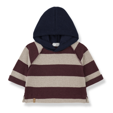 1+ in the Family Felpa bambini, righe beige e melanzana - JAKOB