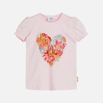 T-shirt bambina in cotone biologico, Cuore rosa | Hust & Claire