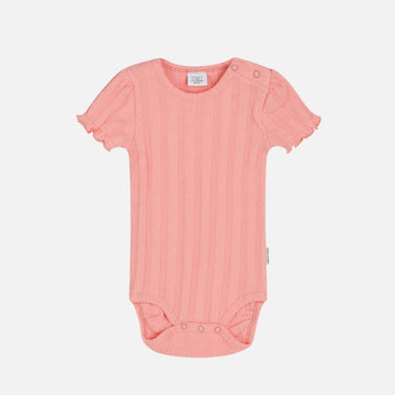 Body neonata in cotone biologico, corallo - Bitt | Hust & Claire