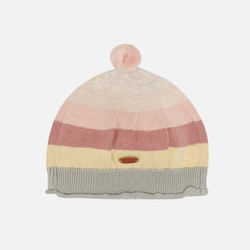 Cappellino neonata in cotone biologico, righe rosa - Feri