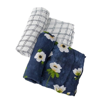 Set 2 Copertine swaddle in mussola di bamboo, Anemone