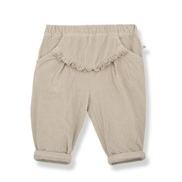 1+ in the Family Pantalone bambina in velluto, tortora - Lucie