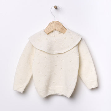 Wedoble Maglione con collo a volant panna