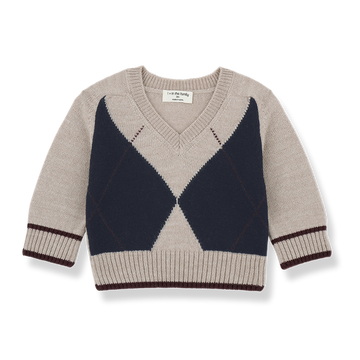 1+ in the Family maglione a rombi da bambino, tortora- KASPER