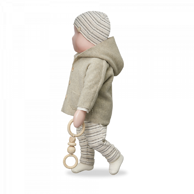 Giacca con cappuccio per neonato in misto bambù, tonalità beige